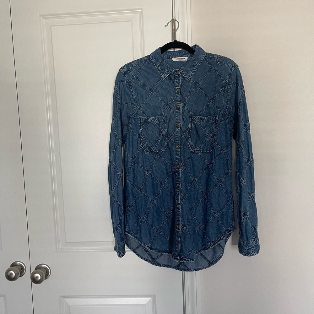 Pilcro and the Letter Press Quilted Denim Buttondown Shirt